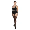 Memoi Womens Suspender Lace Trim Plus Tights In Black
