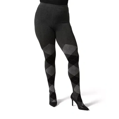 Memoi Womens Textured Argyle Sweater 1 Pair Argyle Tights In Black
