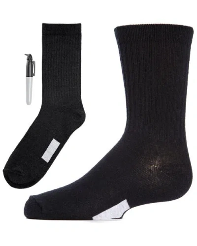Memoi Write On Camp Kids Crew Sock 3-pack In Black