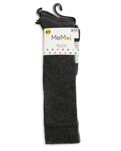 Memoi Write On Camp Kids Knee High Socks 3-pack In Gray