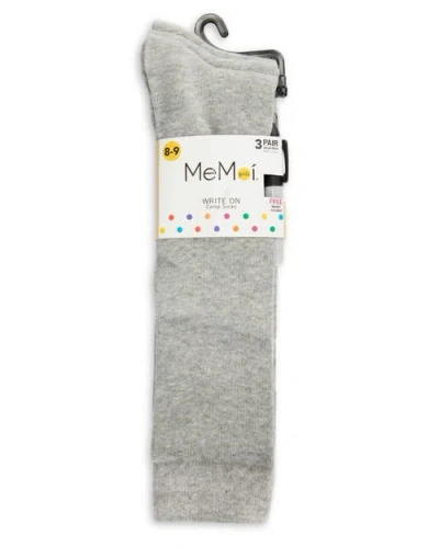 Memoi Write On Camp Kids Knee High Socks 3-pack In Gray