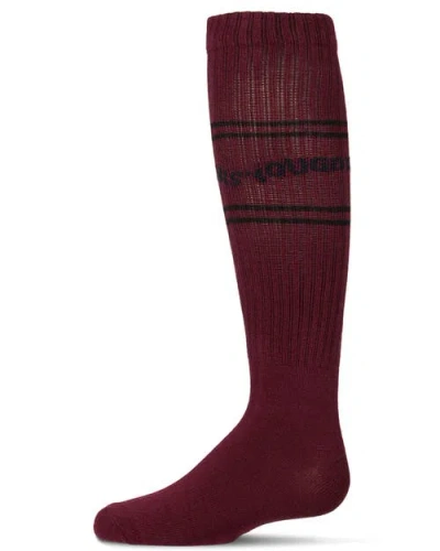 Memoi Kids'  You Got This Ribbed Varsity-stripe Knee High Sock In Burgundy