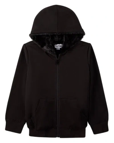 Memoi Babies'  Zip-up Hoodie With Faux Fur Lining In Black