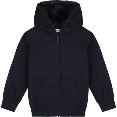 Memoi Kids'  Zip-up Hoodie With Cozy Faux Fur Lining In Black