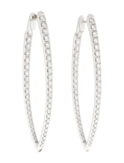 Pre-owned Memoire 18k 3.46tcw Diamond V Shape Hoop Earrings In Multicolor
