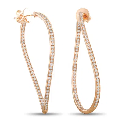 Memoire 18k Rose Gold 2.0ct Diamond Twist Inside-out Hoop Earrings Ms15-050426