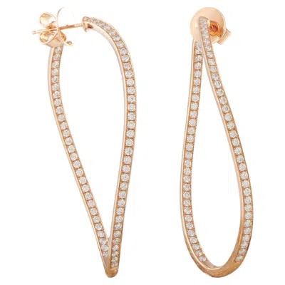 Pre-owned Memoire 18k Rose Gold 2.0ct Diamond Twist Inside-out Hoop Earrings Ms15-050426 In Red