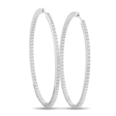 Memoire 18k White Gold 1.45ct Diamond Inside-out Oval Hoop Earrings Me12-050426 In Metallic