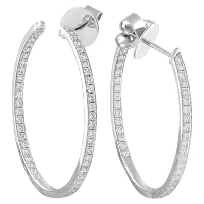 Pre-owned Memoire 18k White Gold 1.50ct Diamond Inside-out Hoop Earrings Ms14-050426