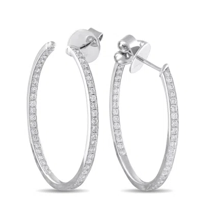 Memoire 18k White Gold 1.50ct Diamond Inside-out Hoop Earrings Ms14-050426 In Metallic