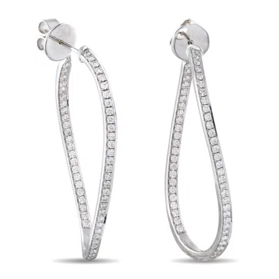 Memoire 18k White Gold 1.50ct Diamond Twist Inside-out Hoop Earrings Ms13-050426 In Metallic