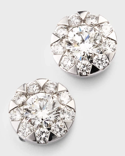 Memoire 18k White Gold Diamond Bouquet Stud Earrings, 1.34tcw In Metallic