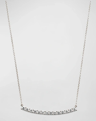 Memoire 18k White Gold Large Diamond Bar Pendant Necklace In 10 White Gold