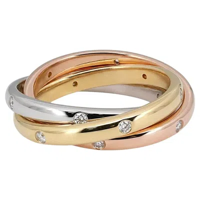 Pre-owned Memoire 3 Row Rolling Diamond Ring 18k Multi Tone Gold 0.33ctw Size 6 In Multiple
