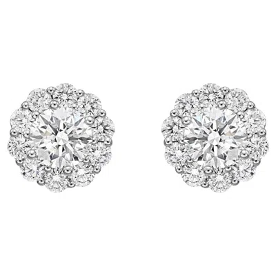Pre-owned Memoire Blossom Collection Diamond Stud Earrings 0.49ctw 18k White Gold