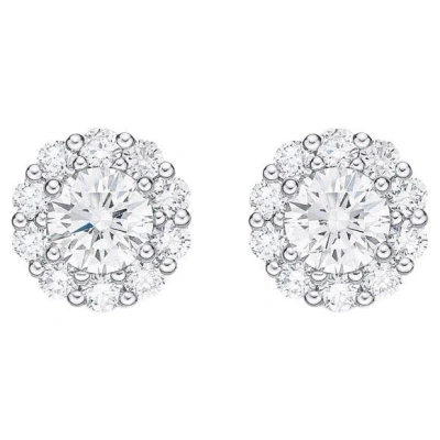 Pre-owned Memoire Blossom Collection Diamond Stud Earrings 0.97ctw 18k White Gold