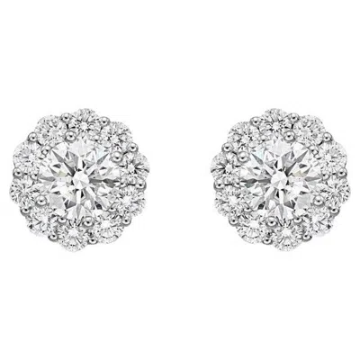 Pre-owned Memoire Blossom Collection Diamond Stud Earrings 1.52ctw 18k White Gold