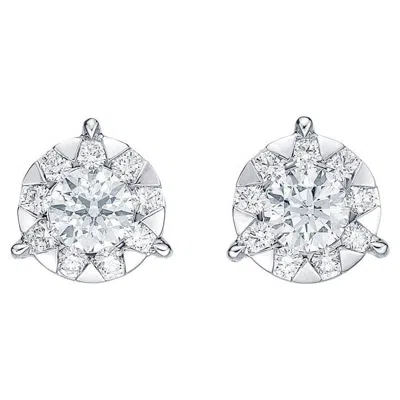 Pre-owned Memoire Bouquet Collection Diamond 0.95ctw Stud Earrings 18 Karat White Gold 2