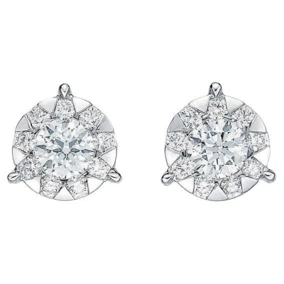 Pre-owned Memoire Bouquet Collection Diamond 0.95ctw Stud Earrings 18k White Gold