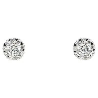 Pre-owned Memoire Bouquet Collection Diamond Stud Earrings 0.50ctw 18k White Gold