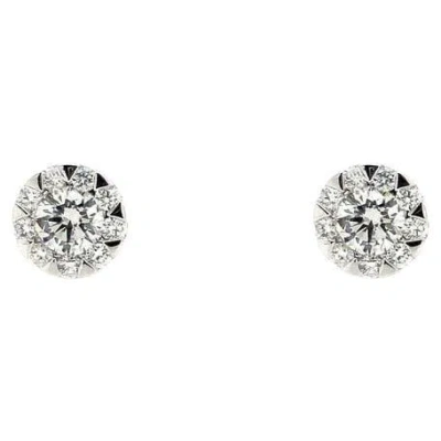 Pre-owned Memoire Bouquet Collection Every Day Diamond Studs In 18kt White Gold
