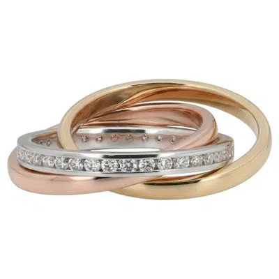 Pre-owned Memoire Channel Set 3 Row Rolling Ring 18k Multi Tone & Diamond 0.68ctw In Multiple