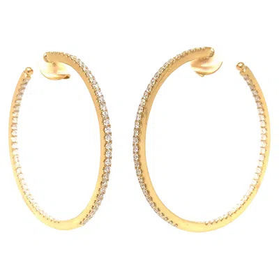 Pre-owned Memoire Collection Round Shared Prong Diamond Hoop Set In 18k Yellow Gold