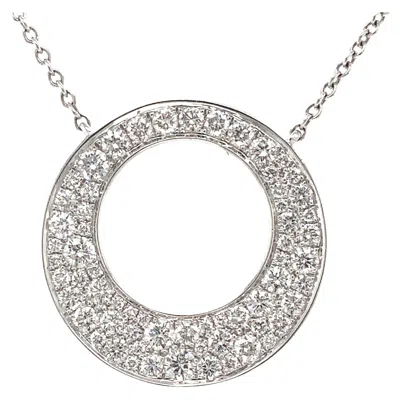 Pre-owned Memoire Diamond Circle Pavé Necklace 62 Round Brilliant Diamond 1.01ctw 18k Whit In Multi