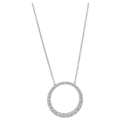Pre-owned Memoire Graduated Diamond Circle Pendant Necklace 18k White Gold 0.99ctw