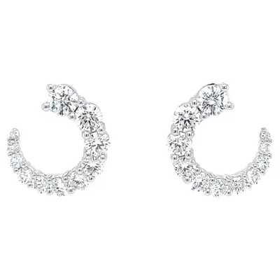 Pre-owned Memoire Luna Wrap Collection Diamond Earring In 18 Karat White Gold 1.30cts T.w