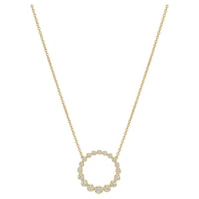 Pre-owned Memoire Milgrain Circle Diamond Pendant Necklace 18k Yellow Gold 0.65ctw