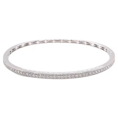 Pre-owned Memoire Milgrain Hinge Bangle Round Brilliant Cut Diamonds 0.76ctw 18k White Go
