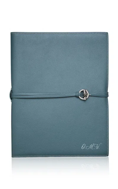 Memoire Mémoire - Personalized Devon Leather Notebook; Grand - Light Blue