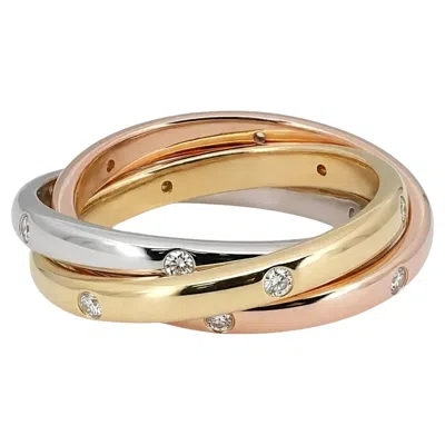 Pre-owned Memoire Three Row Gypsy Rolling Diamond Ring 18k Multi Tone Gold 0.33ctw Sz 5.5 In Multiple