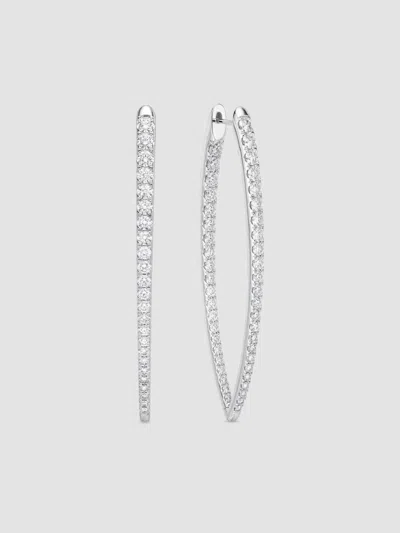 Memoire Women's Imperial 18k White Gold & 3.29-3.45 Tcw Diamond Marquise-shaped Hoop Earrings