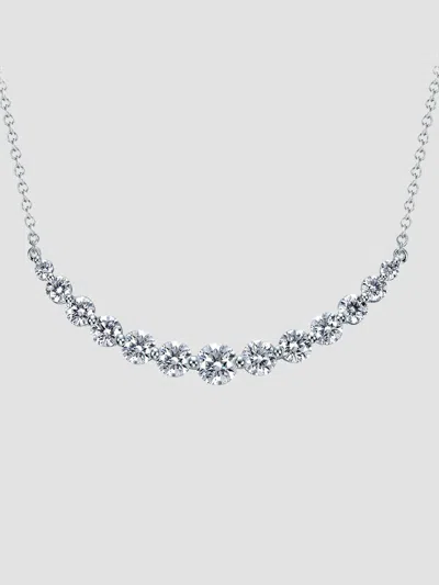 Memoire Women's Smile 18k White Gold & 2.03-2.13 Tcw Diamond Curved Bar Pendant Necklace