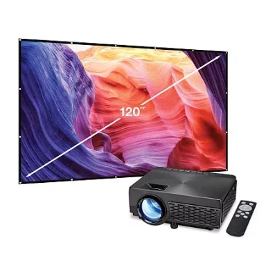 Memorex Mini Projector With Bluetooth And 120" Projection Screen In Black