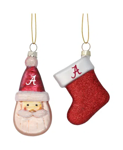 Memory Company Alabama Crimson Tide Two-pack Santa And Stocking Blown Glass Ornament Set In Multi