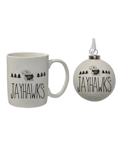 Memory Company The  Kansas Jayhawks Holiday Ornament Mug Set In White