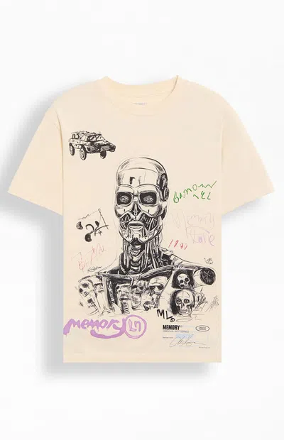 Memory Lane Men's Skull Doodle T-shirt In Off White In Neutral