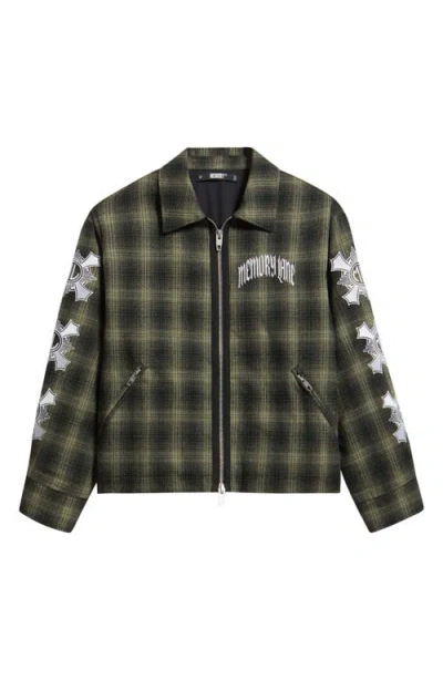 Memory Lane Plaid Zip Jacket In Green
