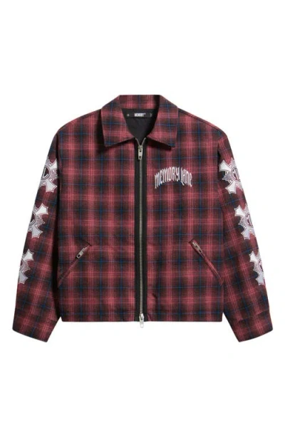 Memory Lane Plaid Zip Jacket In Red