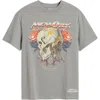 Memory Lane Skull Roses Cotton Graphic T-shirt In Gray
