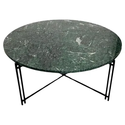Pre-owned Memphis Milano 1980s Post Modern Green Marble Black Iron Coffee Table