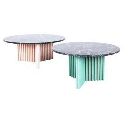 Pre-owned Memphis Milano Bespoke Black Marble Carrara Tables Side Tables, France, Circa 1990