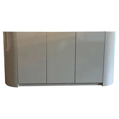 Pre-owned Memphis Milano Custom Pop Art Post Modern 3 Door Beige Pill Shaped Credenza Sideboard In Brown