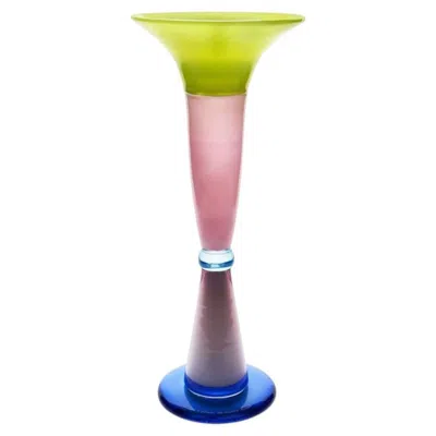 Pre-owned Memphis Milano Ettore Sottsass "pasifila" Italian Murano Glass Vase For  In Beige
