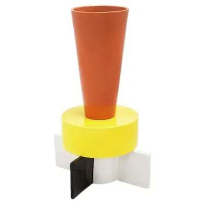 Pre-owned Memphis Milano Gerard Taylor "zambesi" Luxury Italian Ceramic Vase For  In Orange