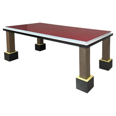 Pre-owned Memphis Milano Italian Modern Dining Table Palm Spring By Ettore Sottsass For Memphis, 1984 In Brown