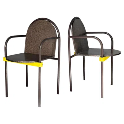 Pre-owned Memphis Milano Italian Modern Formica Regent Chairs By Martine Bedin For Memphis, 1980s In Brown
